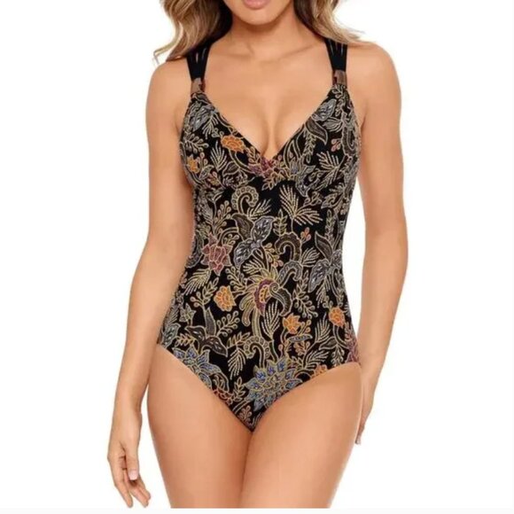Amoressa Miraclesuit Indochine Horizon Strappy Floral One Piece Swimsuit Size 10 - Picture 1 of 16